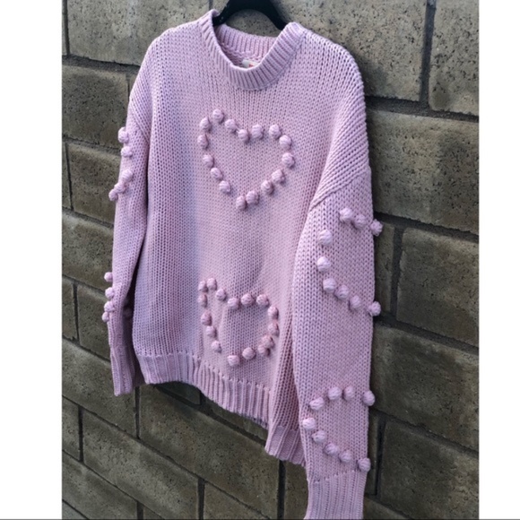 HEARTS Knit Dusty Pink Sweater - Picture 6 of 6